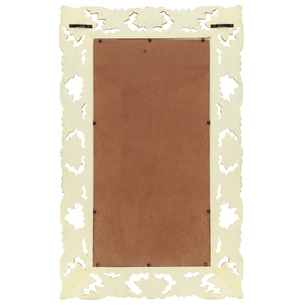 vidaXL 手彫りミラー 80x50cm ホワイト マンゴー無垢材