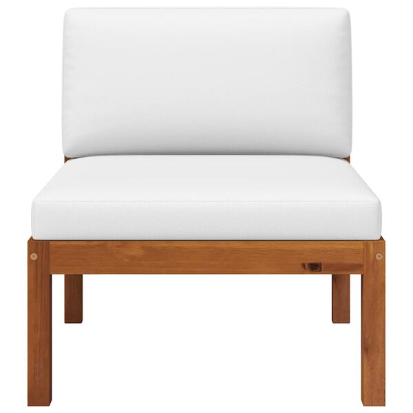 vidaXL ガーデンミドルソファ クッション付き 木製アカシア＆ロープ