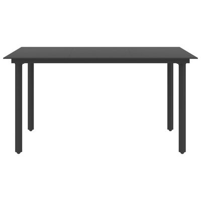 vidaXL ガーデンダイニングテーブル ブラック 150x80x74cm スチール＆ガラス製