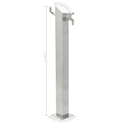 vidaXL ガーデン水栓柱 ステンレススチール製 角型 95cm