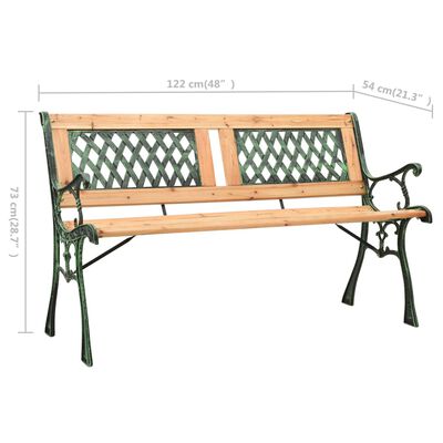 vidaXL ガーデンベンチ 122cm 鋳鉄＆モミ無垢材