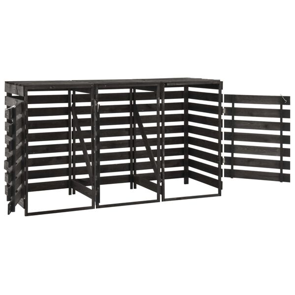 vidaXL 車輪付きゴミ箱3点 収納 210x75x121 cm 塗装済み 無垢のパインウッド