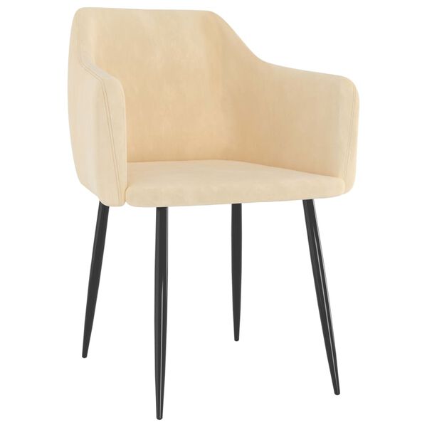 vidaXL ダイニングチェア 2点 クリーム ベルベット製