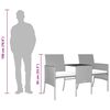 vidaXL 2人掛けガーデンソファ ティーテーブル＆スツール付き ポリラタン製 グレー