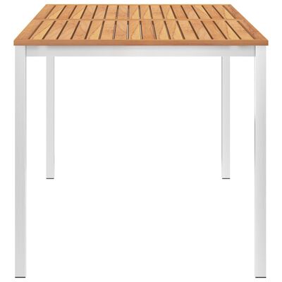 vidaXL ガーデンダイニングテーブル 160x80x75cm チーク無垢材＆ステンレススチール製