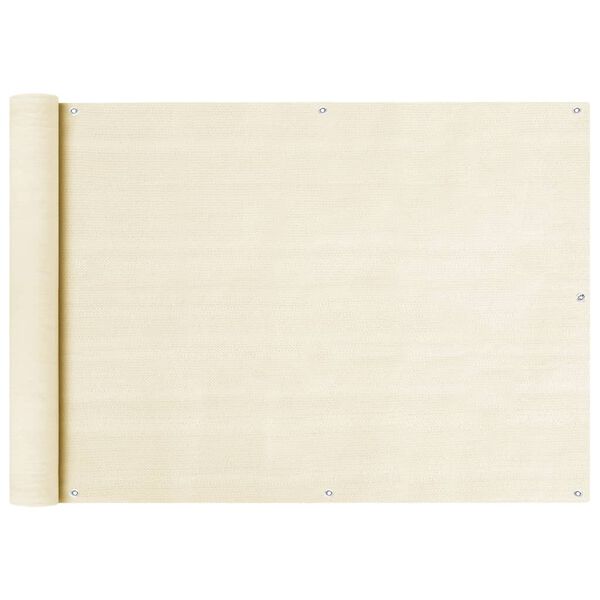 vidaXL バルコニースクリーン クリーム 75x500cm 高密度ポリエチレン