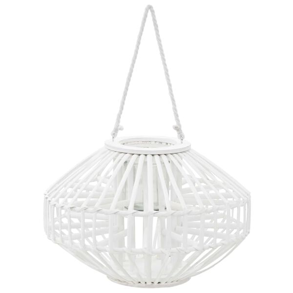 vidaXL ハンギングキャンドル ランタンホルダー 枝編み細工 ホワイト