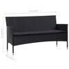 vidaXL ガーデンラウンジ4点セット クッション付き ポリラタン製 ブラック