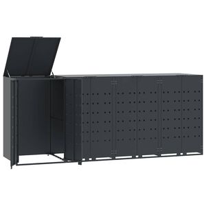 vidaXL キャスター付きゴミ箱収納ボックス（4個収納可能）アンスラサイト 276x79x117cm スチール製