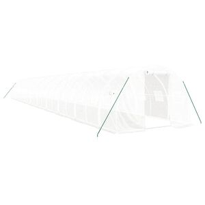 vidaXL スチールフレーム温室 ホワイト 60 m&sup2; 20x3x2 m
