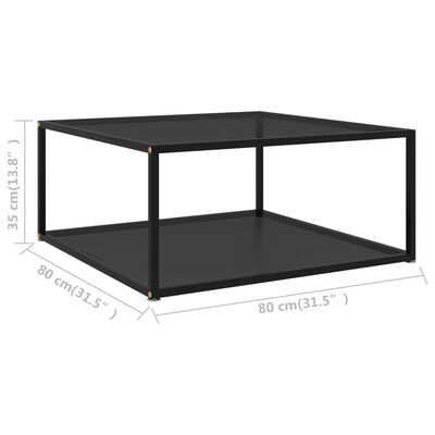 vidaXL コーヒーテーブル ブラック 80x80x35cm 強化ガラス製