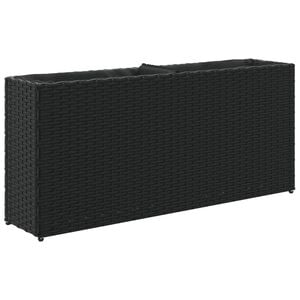 vidaXL ガーデンプランター 2個付き ブラック 90x20x40cm ポリラタン製