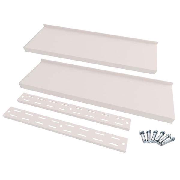 vidaXL 2段式フローティングウォールシェルフ 2点セット ステンレススチール製 300x30cm (51049x2組)