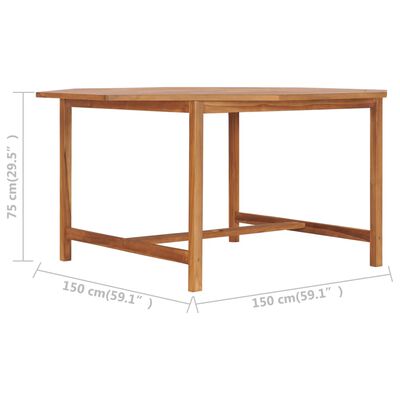vidaXL ガーデンテーブル 150x150x75cm チーク無垢材
