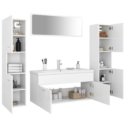 vidaXL バスルーム家具セット ホワイト エンジニアリングウッド (804809+2x804997)