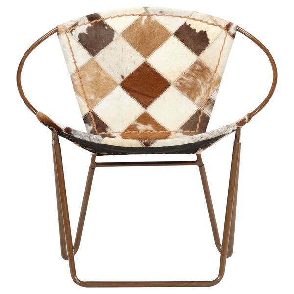 vidaXL チェア ダイヤ柄 ブラウン 本革製