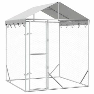vidaXL 屋外犬小屋 屋根付き シルバー 2x2x2.5 m 亜鉛メッキ鋼製