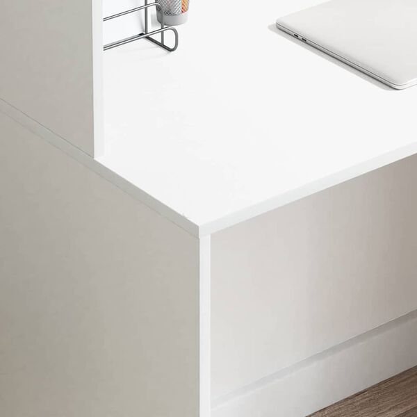 vidaXL デスク 棚で ストレージ付き ホワイト 102 x 50 x 124 cm エンジニアリングウッド