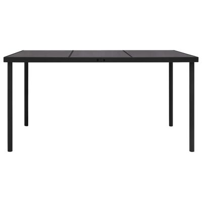 vidaXL 313094 vidaXL Garden Table with Glass Tabletop Black 150x90x74 cm Steel