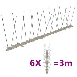 vidaXL 2列 鳥＆鳩よけスパイク 6点セット 3m プラスチック製