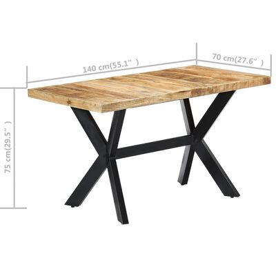 vidaXL ダイニングテーブル 140x70x75cm マンゴー無垢材 (粗目)