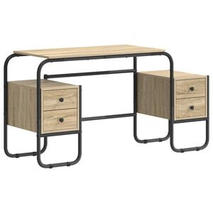 vidaXL 収納付きデスク ソノマオーク 145 x 50 x 75 cm エンジニアードウッドとスチール