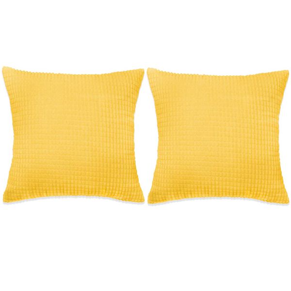 vidaXL クッション2個セット ベロア 45x45cm イエロー
