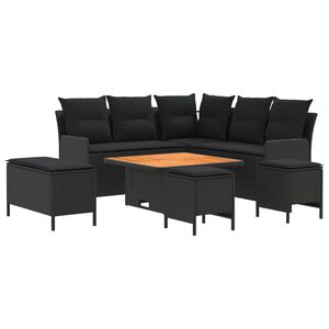 vidaXL 家具セット 7 個 ブラック PEラタン