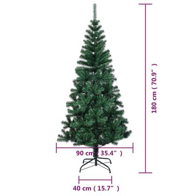vidaXL 人工クリスマスツリー イリデッセントカラーの枝先 グリーン 180 cm PVC製