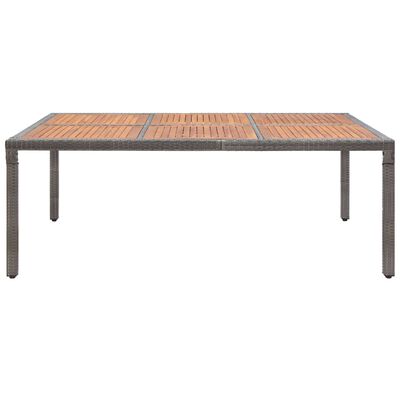vidaXL ガーデンテーブル グレー 200x150x74cm ポリラタン＆アカシア材