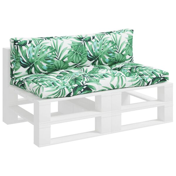 vidaXL パレットクッション 2点 リーフ柄 ファブリック