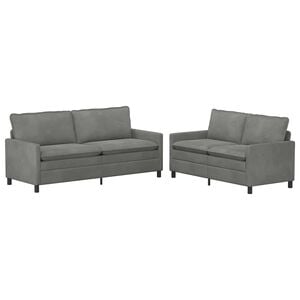 vidaXL ソファセット 2 pcs ダークグレー ベルベット