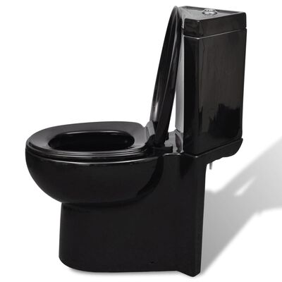 vidaXL お手洗い/バスルーム用 コーナートイレ 陶器製 ブラック