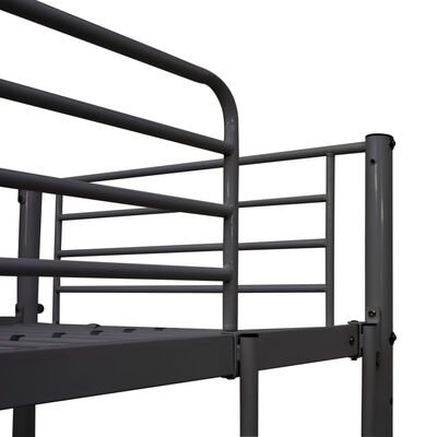 vidaXL 二段ベッド テーブルフレーム付 グレー 金属製 90 x 200 cm