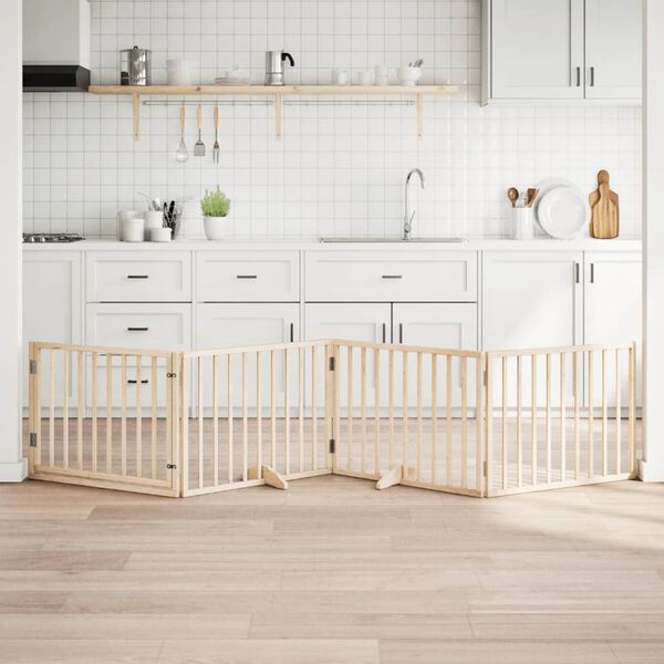 vidaXL ドッグゲート ドア付き 折りたたみ式 4パネル 320 cm ポプラ材