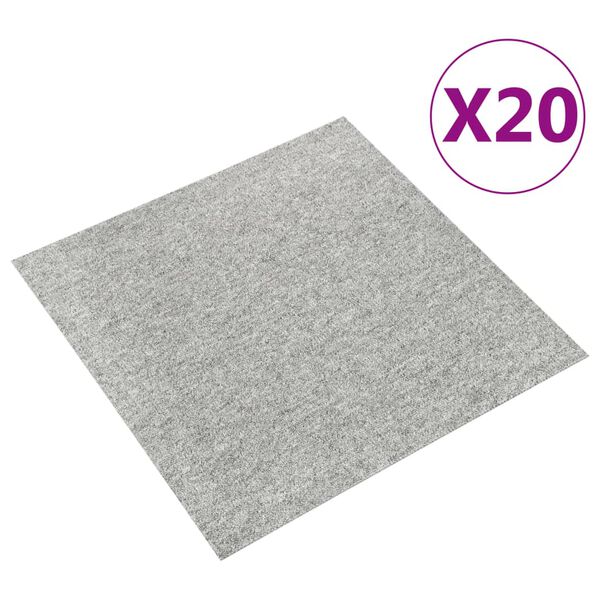 vidaXL カーペット フロアタイル 20点 5㎡ 50×50cm ライトグレー
