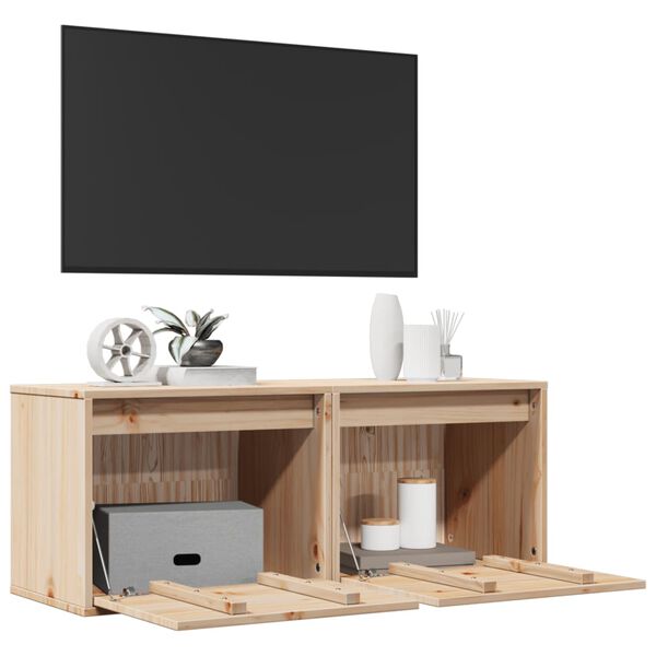 vidaXL ウォールキャビネット 2点 45x30x35 cm パイン無垢材