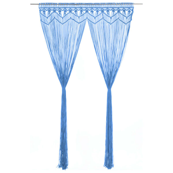 vidaXL マクラメカーテン 140x240cm コットン製 ブルー