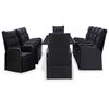 vidaXL アウトドアダイニングセット クッション付き 11 pcs ブラック ポリラタン