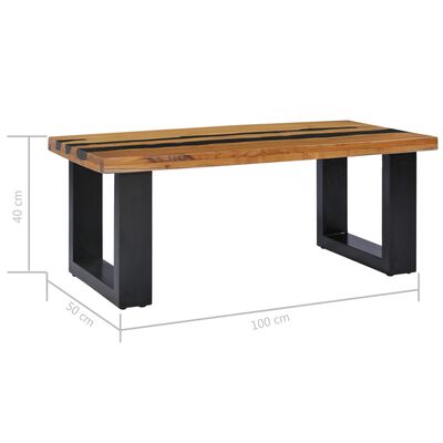 vidaXL コーヒーテーブル 100x50x40cm マンゴー無垢材 ラバストーン