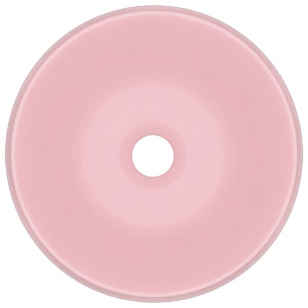 vidaXL ラグジュアリー 洗面器 丸型 マットピンク 40x15cm セラミック製
