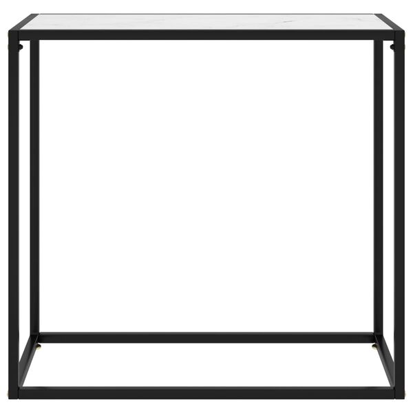 vidaXL コンソールテーブル ホワイト 80x35x75cm 強化ガラス製