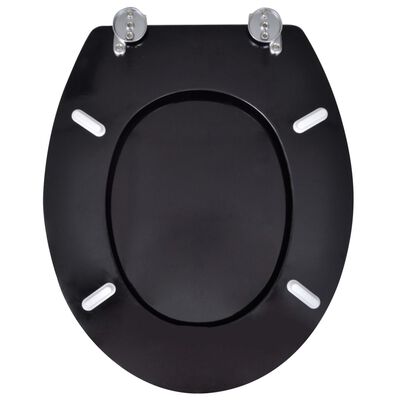 vidaXL トイレ便座 シンプル設計 MDF製ふた ブラック