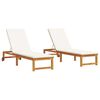 vidaXL サンラウンジャー 2 pcs ブラウン 202 x 53 x 89 cm ソリッドアカシアウッド