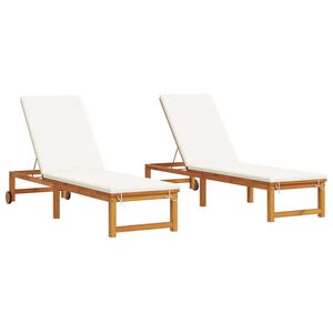 vidaXL サンラウンジャー 2 pcs ブラウン 202 x 53 x 89 cm ソリッドアカシアウッド