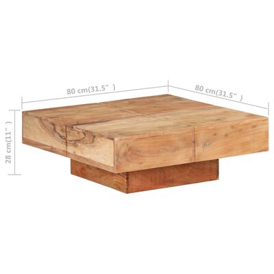 vidaXL コーヒーテーブル 80x80x28 cm アカシア無垢材