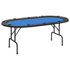 vidaXL 10人用 折りたたみ式ポーカーテーブル ブルー 207x106x76 cm