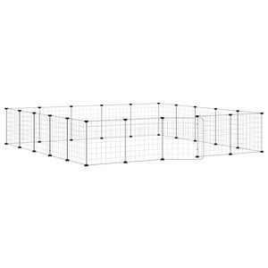 vidaXL ペットケージ パネル20枚 扉付き ブラック 175x175x35cm スチール