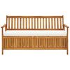 vidaXL 収納ベンチ クッション付き 148cm アカシア無垢材