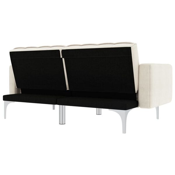 vidaXL ソファベッド クリーム 布製